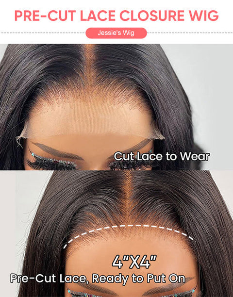 Flash Deal $109.99 20" 4x4 Pre Cut Lace Glueless Body Wave Human Hair Wig