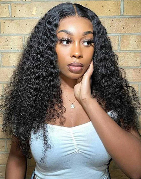 All $89 Flash Sale Natural Color Human Hair Glueless Wigs Middle Length Jerry Curly Wigs / Body Wave Wig With Bangs