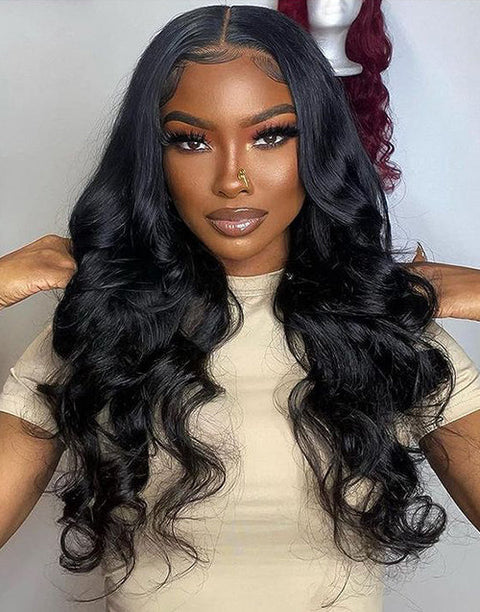 All $99 Flash Sale Natural Color Human Hair Glueless Wigs Long Length Body Wave Wigs / Water Wave Wig With Bangs