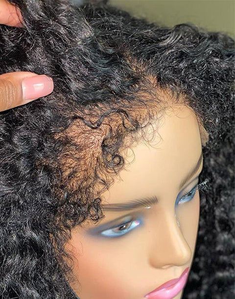 Flash Deal $139.99 16" Curly Frontal Wig Glueless 13x4 Lace Wig With 4C Curly Edge