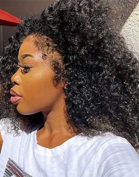 Flash Deal $139.99 16" Curly Frontal Wig Glueless 13x4 Lace Wig With 4C Curly Edge