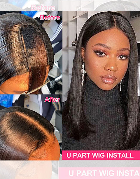 All $69 Flash Sale Natural Color Human Hair Glueless Wigs Short Body Wave Upart Wigs / Straight Bob Wig With Bangs