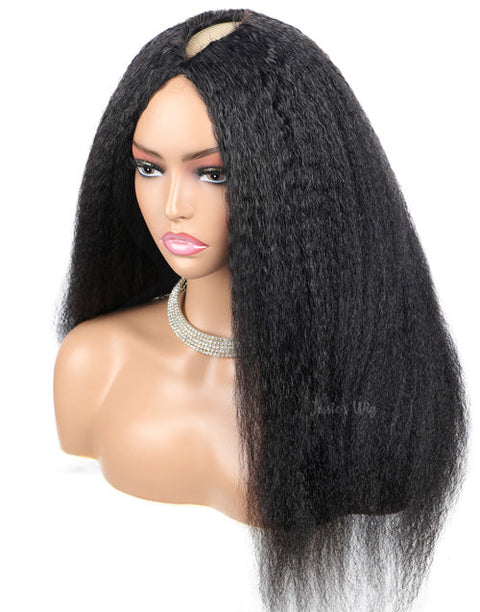 Flash Deal [20"=$129] Glueless Kinky Straight Thin V Part Wig Machinemade