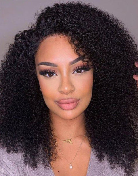 Flash Deal $129.99 16" Afro Kinky Curly 13x4 Lace Front Glueless Human Hair Wig