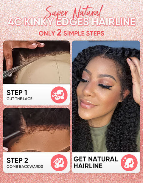 Flash Deal $139.99 16" Curly Frontal Wig Glueless 13x4 Lace Wig With 4C Curly Edge