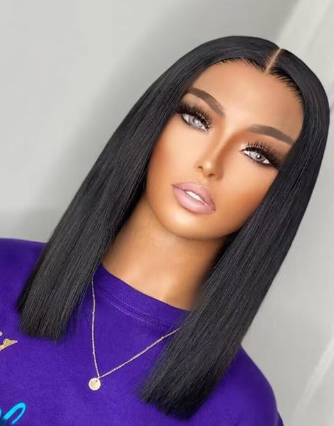 Straight Pre Cut 5x6 Lace Bob Wig Crystal HD Lace Glueless Human Hair Wig