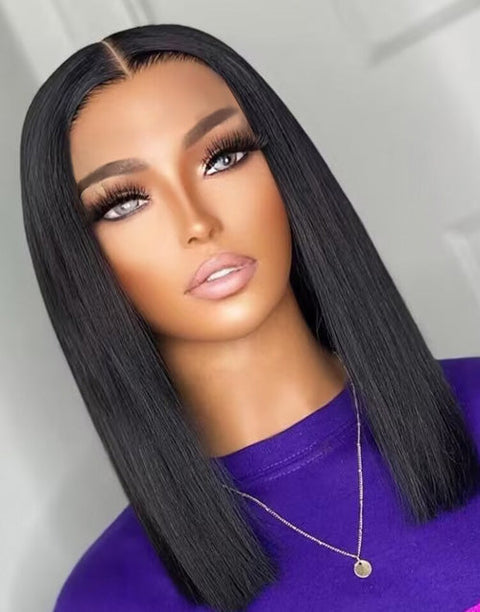 Straight Pre Cut 5x6 Lace Bob Wig Crystal HD Lace Glueless Human Hair Wig