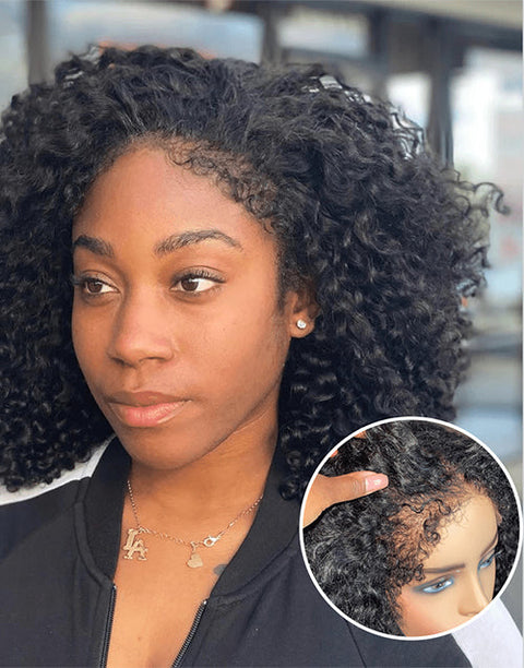 Curly 13x4 Crystal HD Lace Front Bob Wig With Kinky Edge Baby Hair Glueless Human Hair Wig