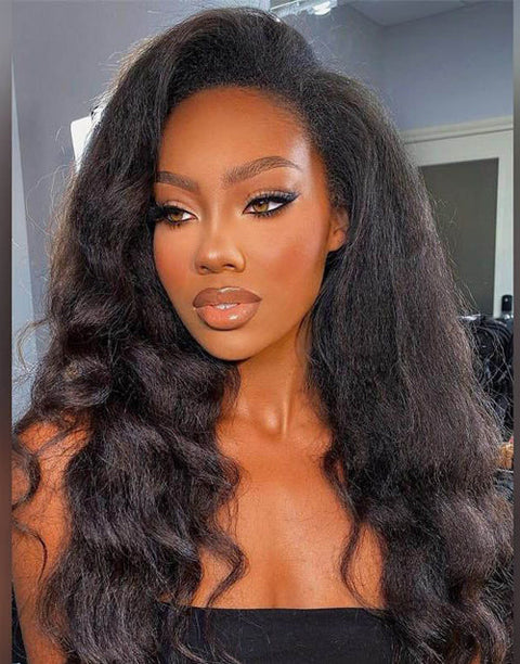 20" $149.99 13x4 Glueless HD Lace Kinky Straight Human Hair Wigs With Baby Hair