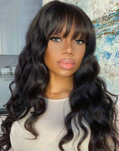 Flash Deal $179.99 26" Body Wave 13x4 Front Wig With Bangs Glueless Human Hair Wig