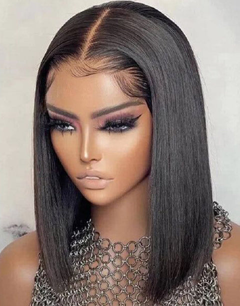 Straight Pre Cut 5x6 Lace Bob Wig Crystal HD Lace Glueless Human Hair Wig