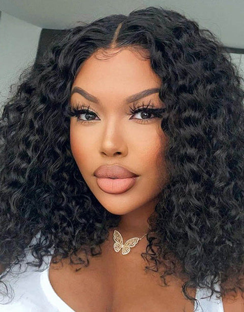 All $79 Flash Sale Natural Color Human Hair Glueless Wigs Middle Length Water Wave Wigs / Straight Wig With Bangs