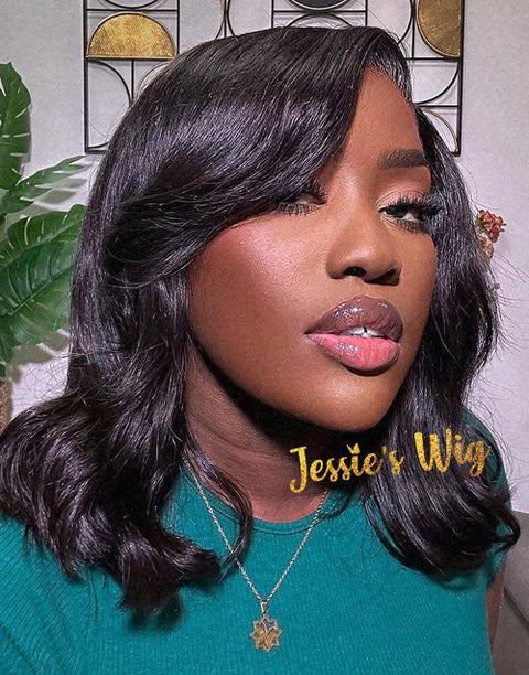 Pre Cut Glueless Invisible Crystal HD Lace Wavy 13x4 Lace Front Bob Wig 5x6 Lace Bob Human Hair Wig